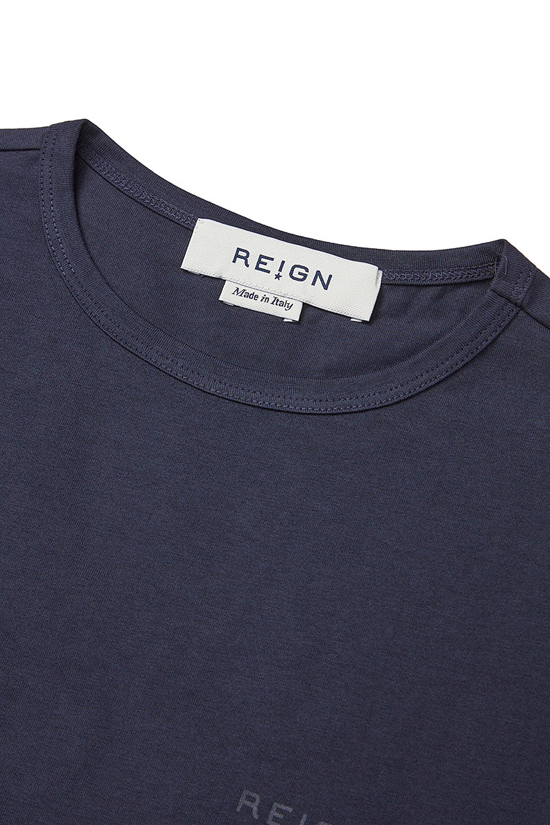 【REIGN】シルケットTシャツ / Col：BLU ネイビー系