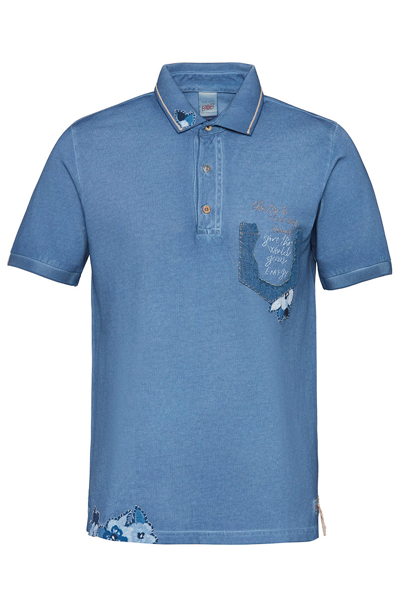 RICKY ハンドワークポロシャツ / INCHIOSTRO ディープブルー