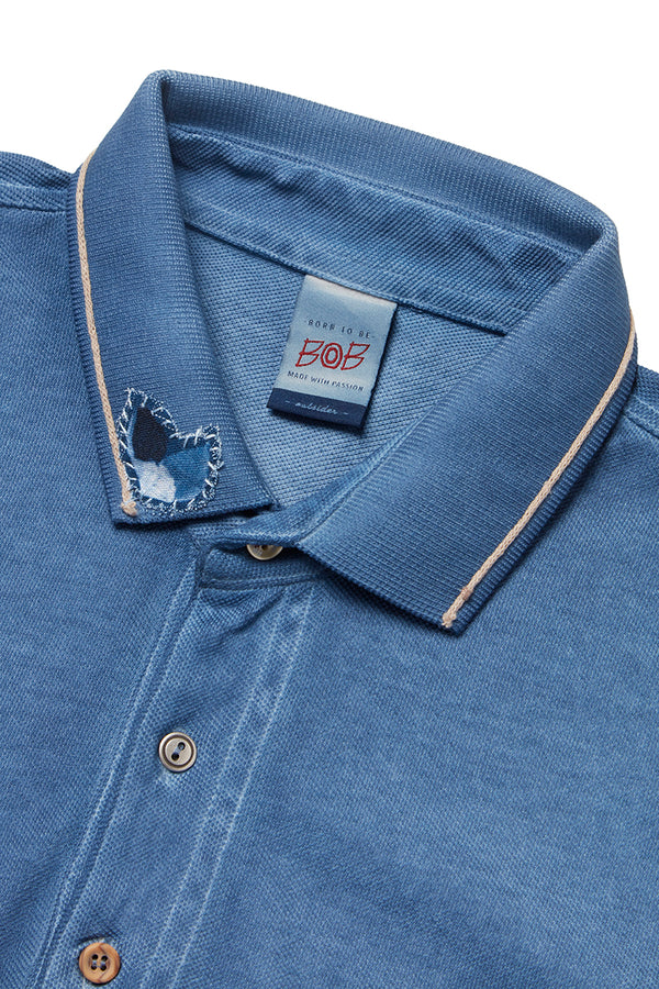 RICKY ハンドワークポロシャツ / INCHIOSTRO ディープブルー