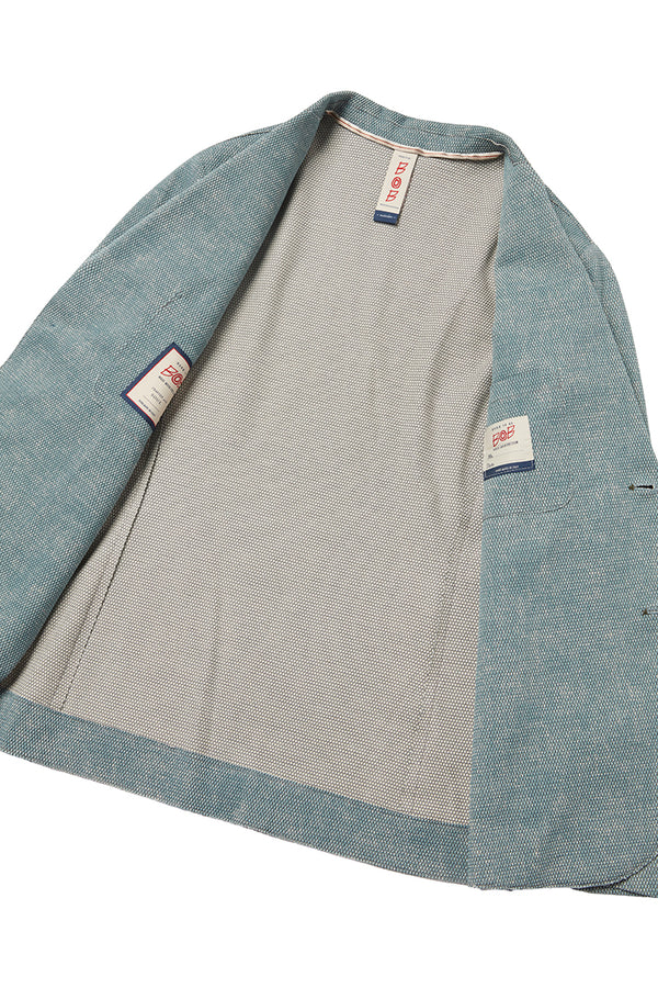 EASYX585 バーズアイプリントジャケット / GOCCIA ライトブルー