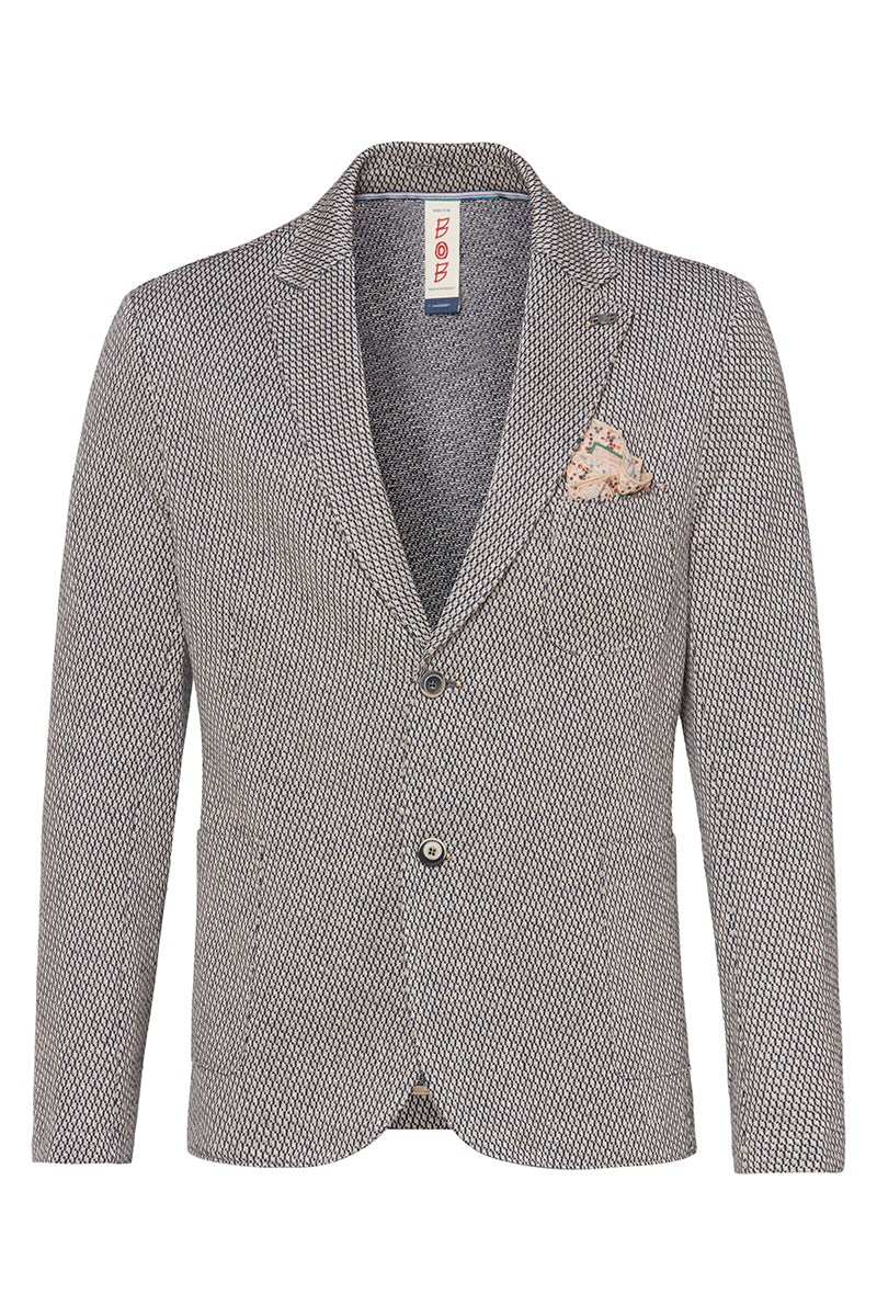 JAKE562T テクスチャーニットジャケット / NATURARE BLU クリーム×ネイビー