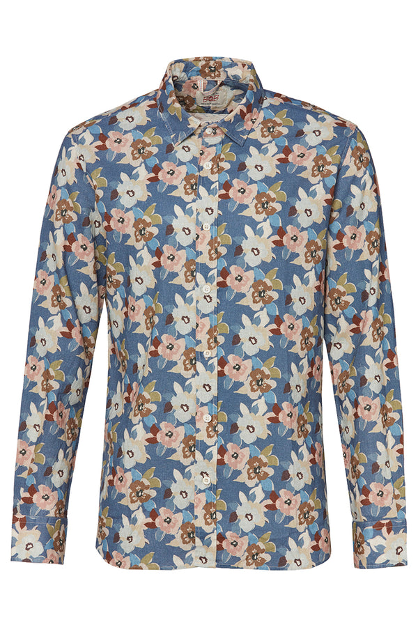 TUTOR502 レトロフラワープリントリネンシャツ / UNICA マルチカラー