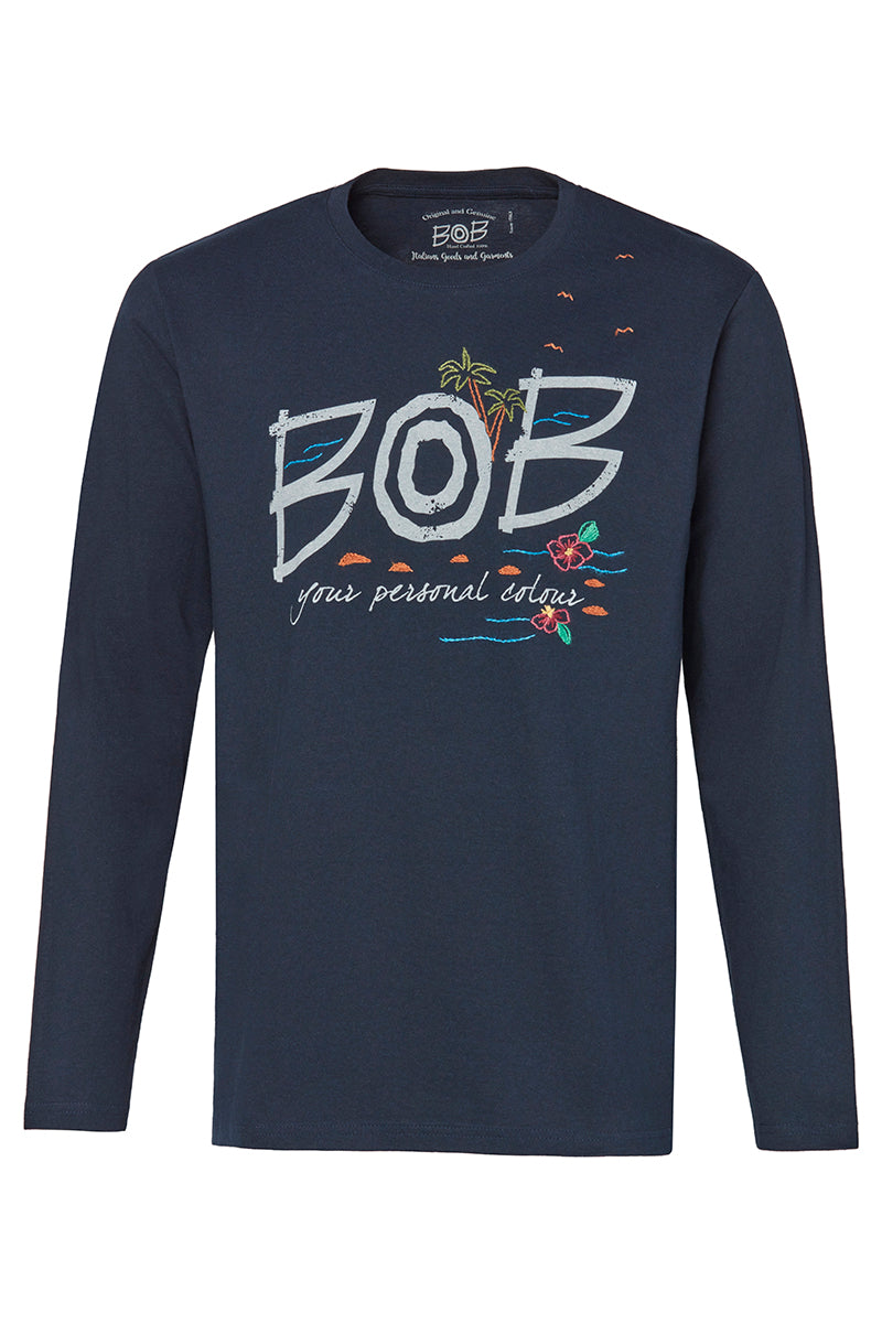 TEXAS 日本別注 BOBロゴ ロングTEE / BLU ネイビー系