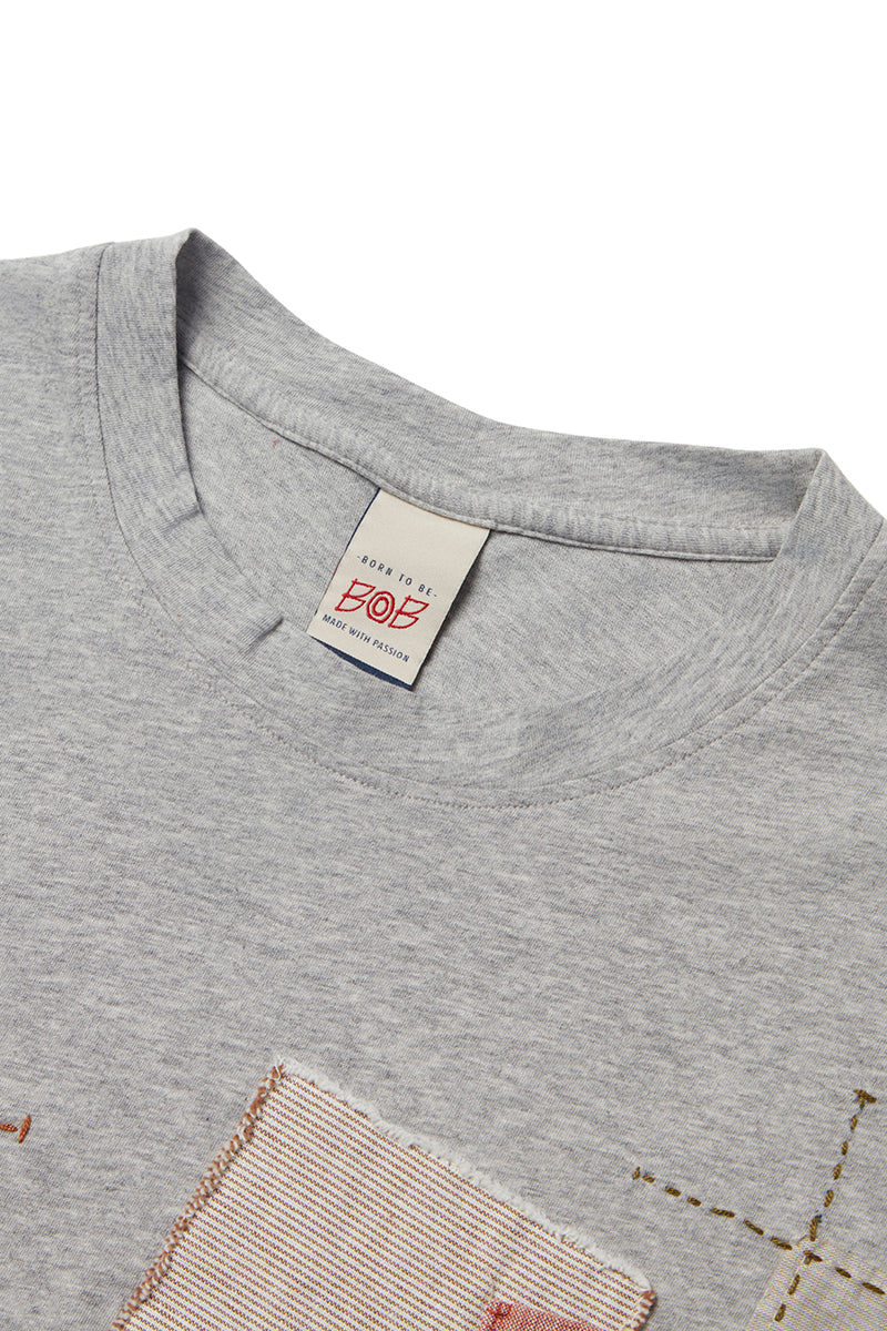 BARRY パッチワークTシャツ / GRIGIO グレー BOB JAPAN