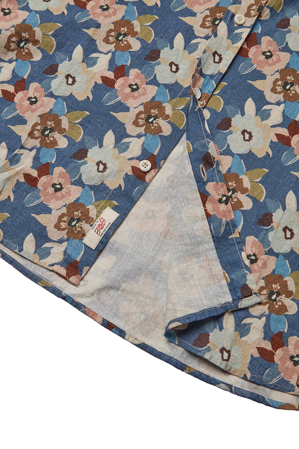 TUTOR502 レトロフラワープリントリネンシャツ / UNICA マルチカラー