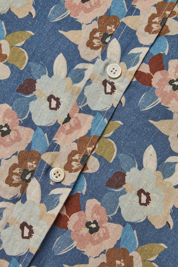 TUTOR502 レトロフラワープリントリネンシャツ / UNICA マルチカラー