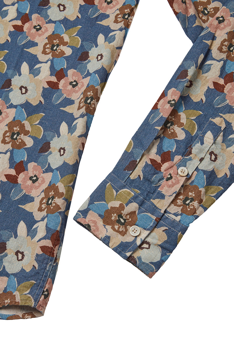 TUTOR502 レトロフラワープリントリネンシャツ / UNICA マルチカラー