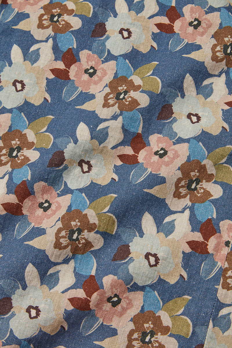 TUTOR502 レトロフラワープリントリネンシャツ / UNICA マルチカラー