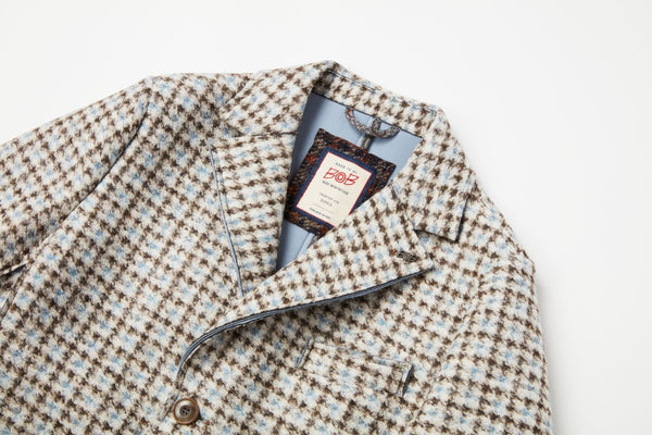 レトロパターンボンディングチェスターコート / Col：VAR2 ブラウン系