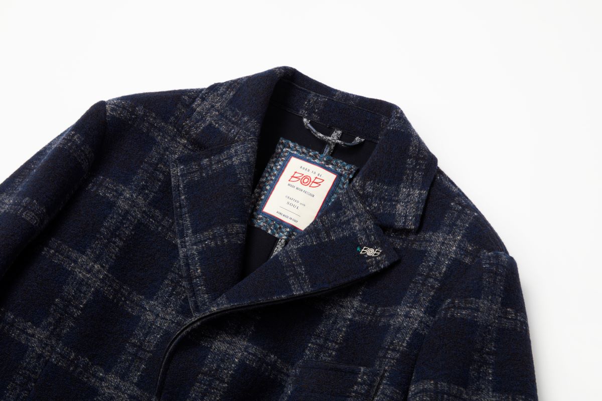 【24AW】Plaid bonding coat SHELBY385 №074741630 / VAR1 ネイビー系