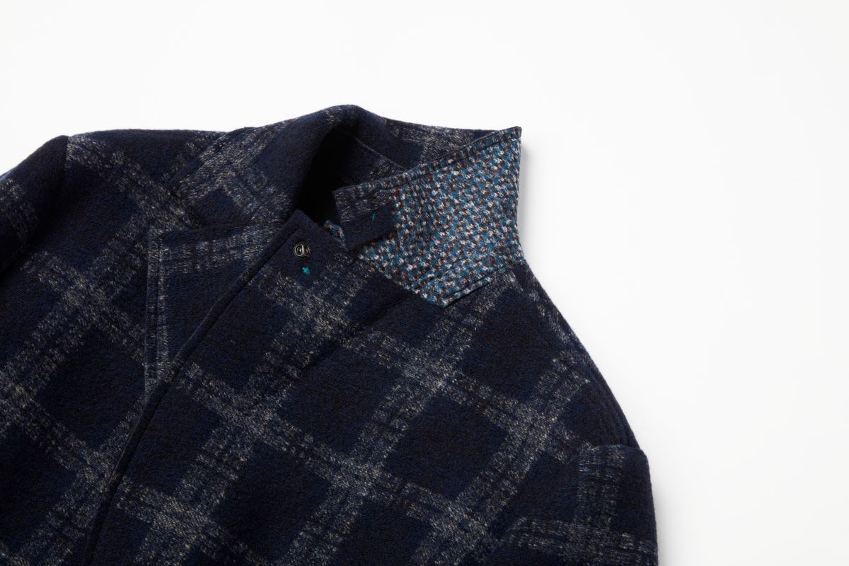 【24AW】Plaid bonding coat SHELBY385 №074741630 / VAR1 ネイビー系