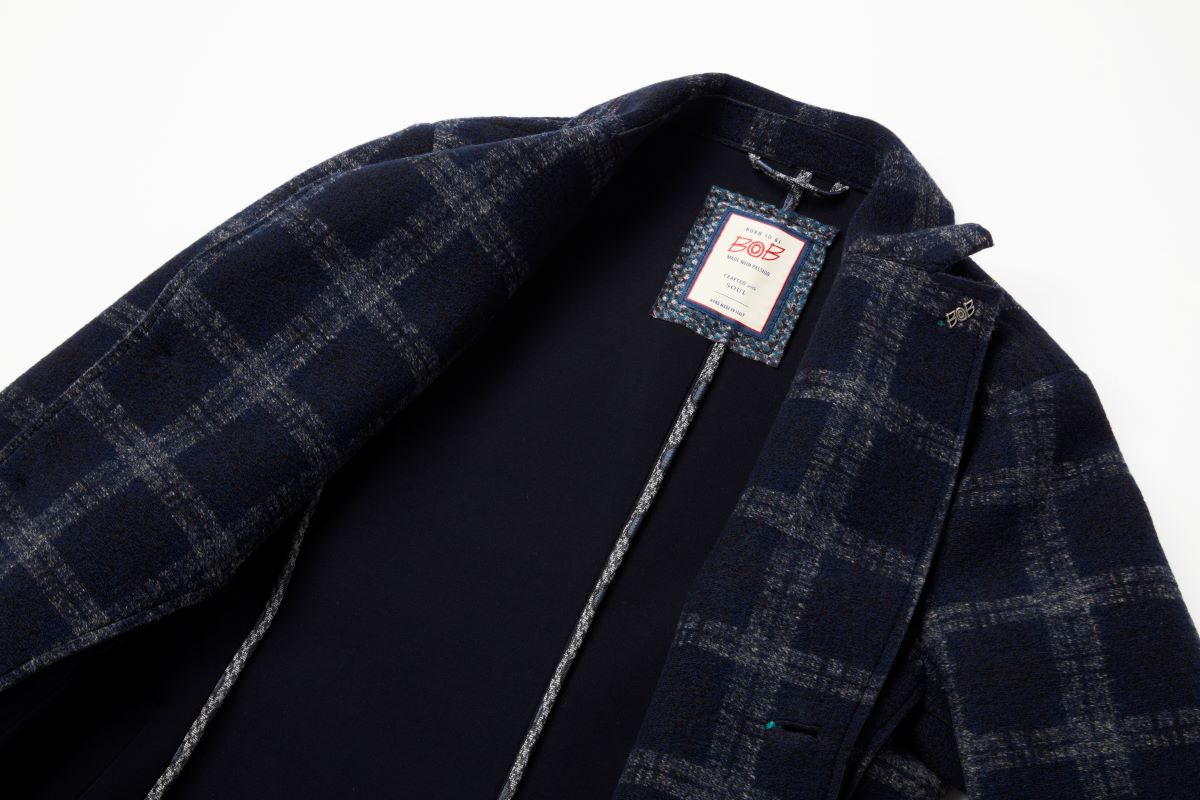 ボンディングチェックチェスターコート / Col：VAR1 ネイビー系