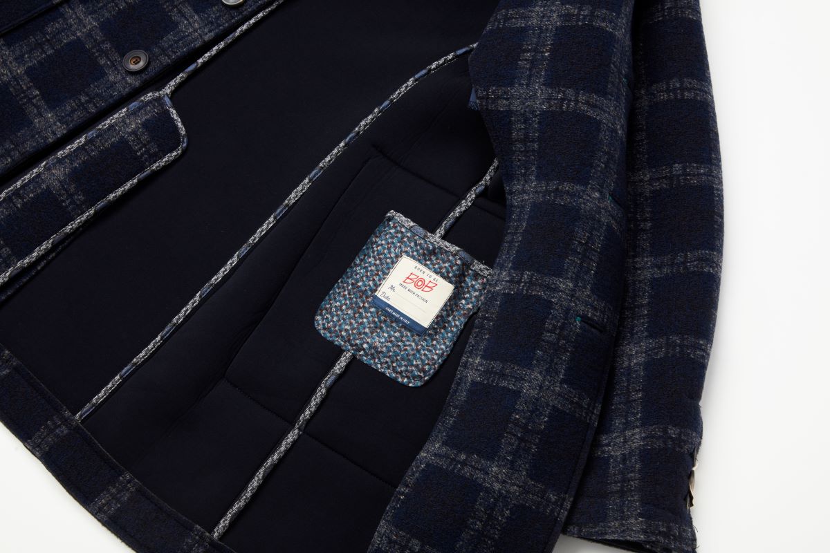 【24AW】Plaid bonding coat SHELBY385 №074741630 / VAR1 ネイビー系