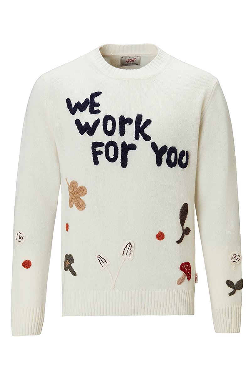 BOND メッセージエンブロイダリーニット / COL：LATTE ホワイト系