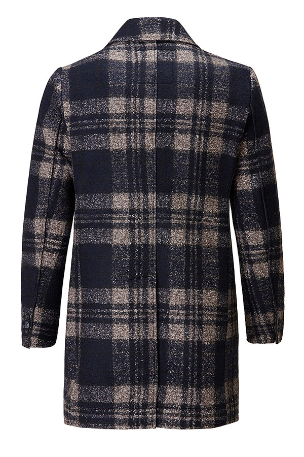 ANDY179 シルクブレンドチェックパターンチェスターコート / COL：VAR1 ネイビー系