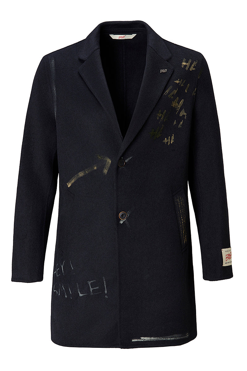 OPEN ハンドペイントデザインチェスターコート / COL：NOTTE ネイビー系