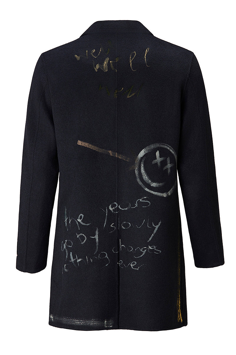 OPEN ハンドペイントデザインチェスターコート / COL：NOTTE ネイビー系