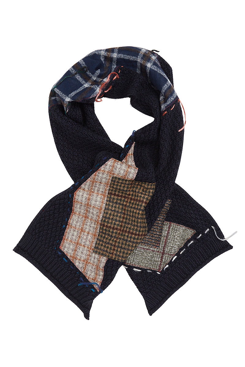 JAZZ ステッチ＆パッチワークマフラー / COL：BLU