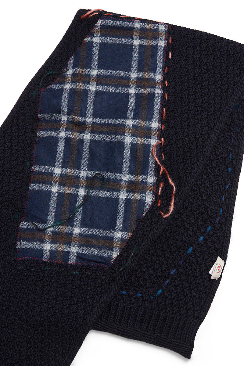 JAZZ ステッチ＆パッチワークマフラー / COL：BLU