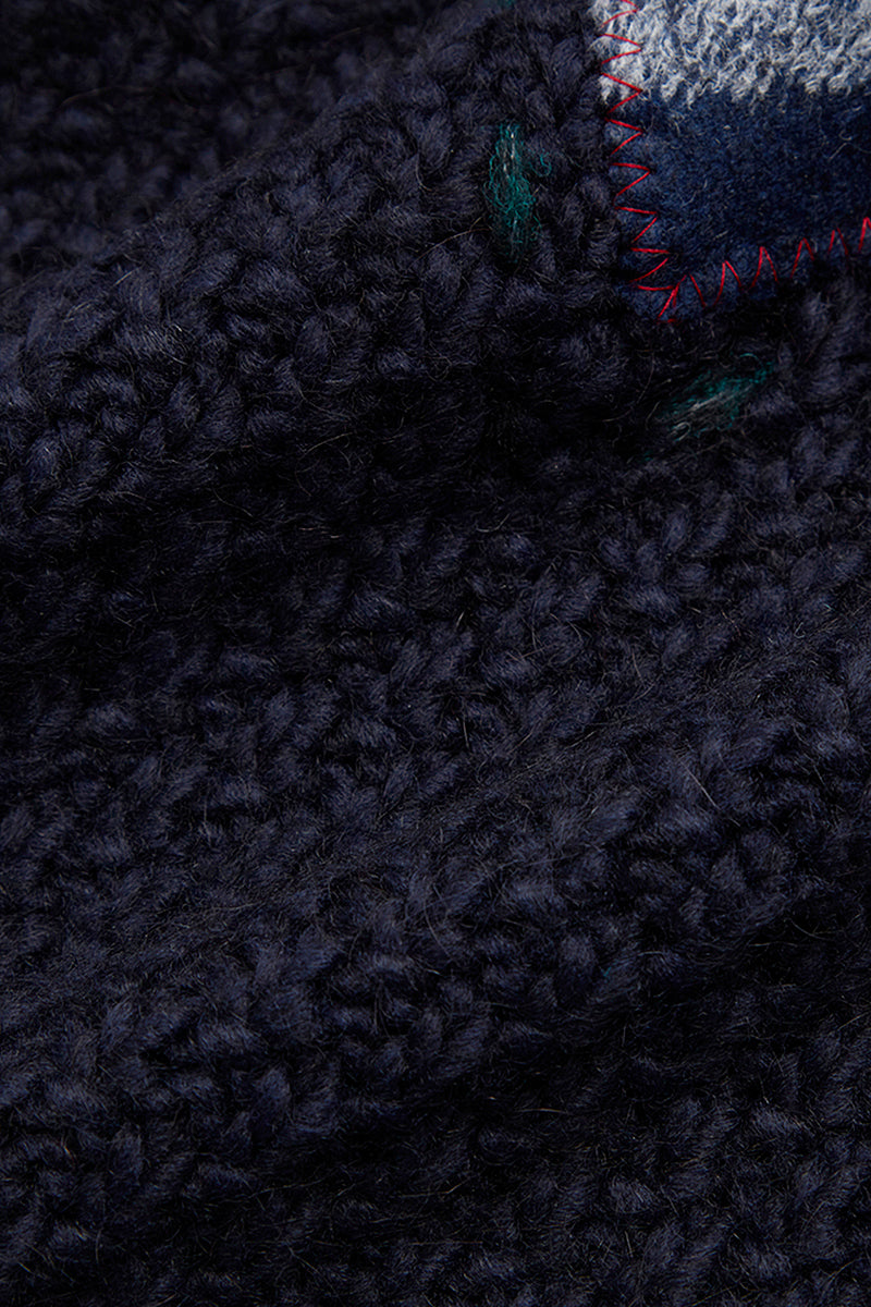 JAZZ ステッチ＆パッチワークマフラー / COL：BLU