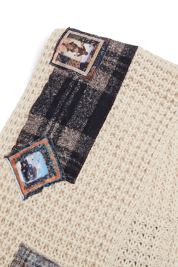 BEAT ステッチ＆パッチワークマフラー / COL：BEIGE