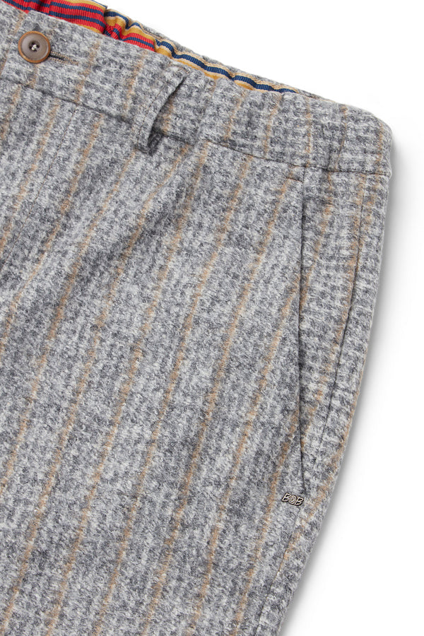 RUN203シャドーストライプウールパンツ / COL：VAR1 グレー系