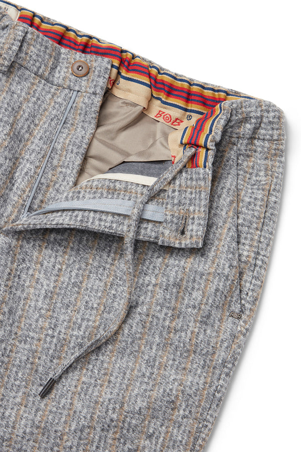 RUN203シャドーストライプウールパンツ / COL：VAR1 グレー系