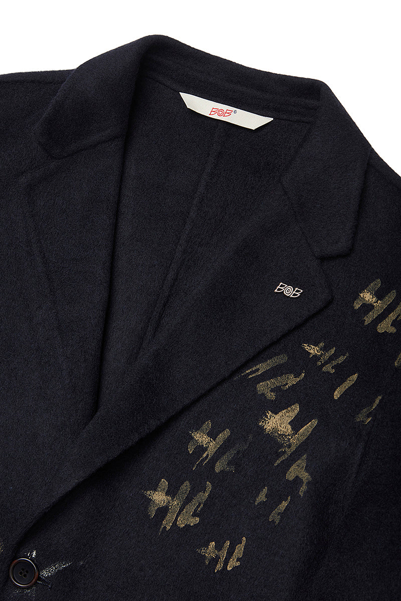 OPEN ハンドペイントデザインチェスターコート / COL：NOTTE ネイビー