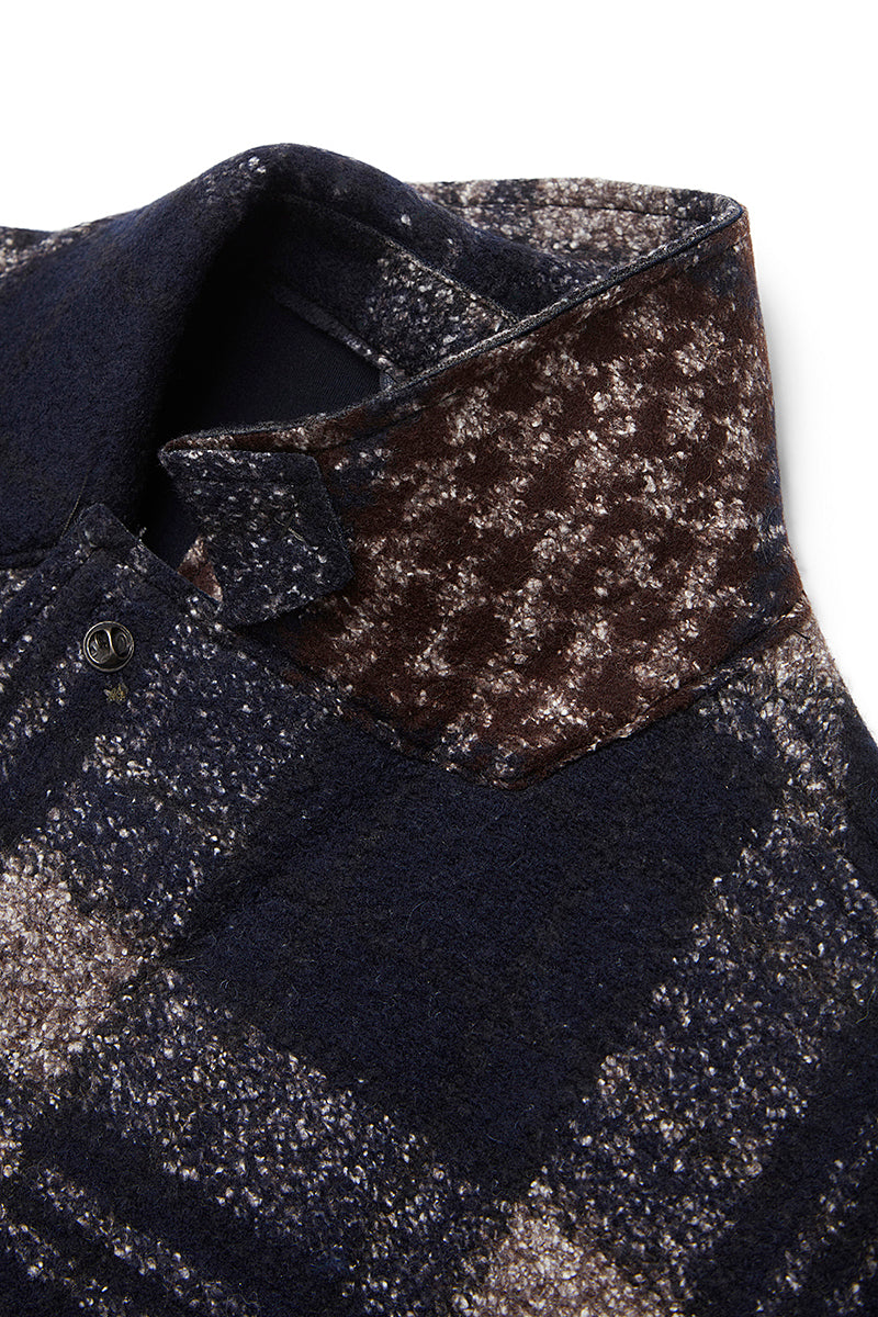 ANDY179 シルクブレンドチェックパターンチェスターコート / COL：VAR1 ネイビー系