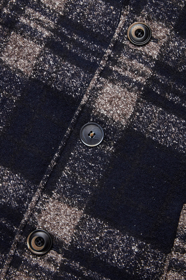 ANDY179 シルクブレンドチェックパターンチェスターコート / COL：VAR1 ネイビー系