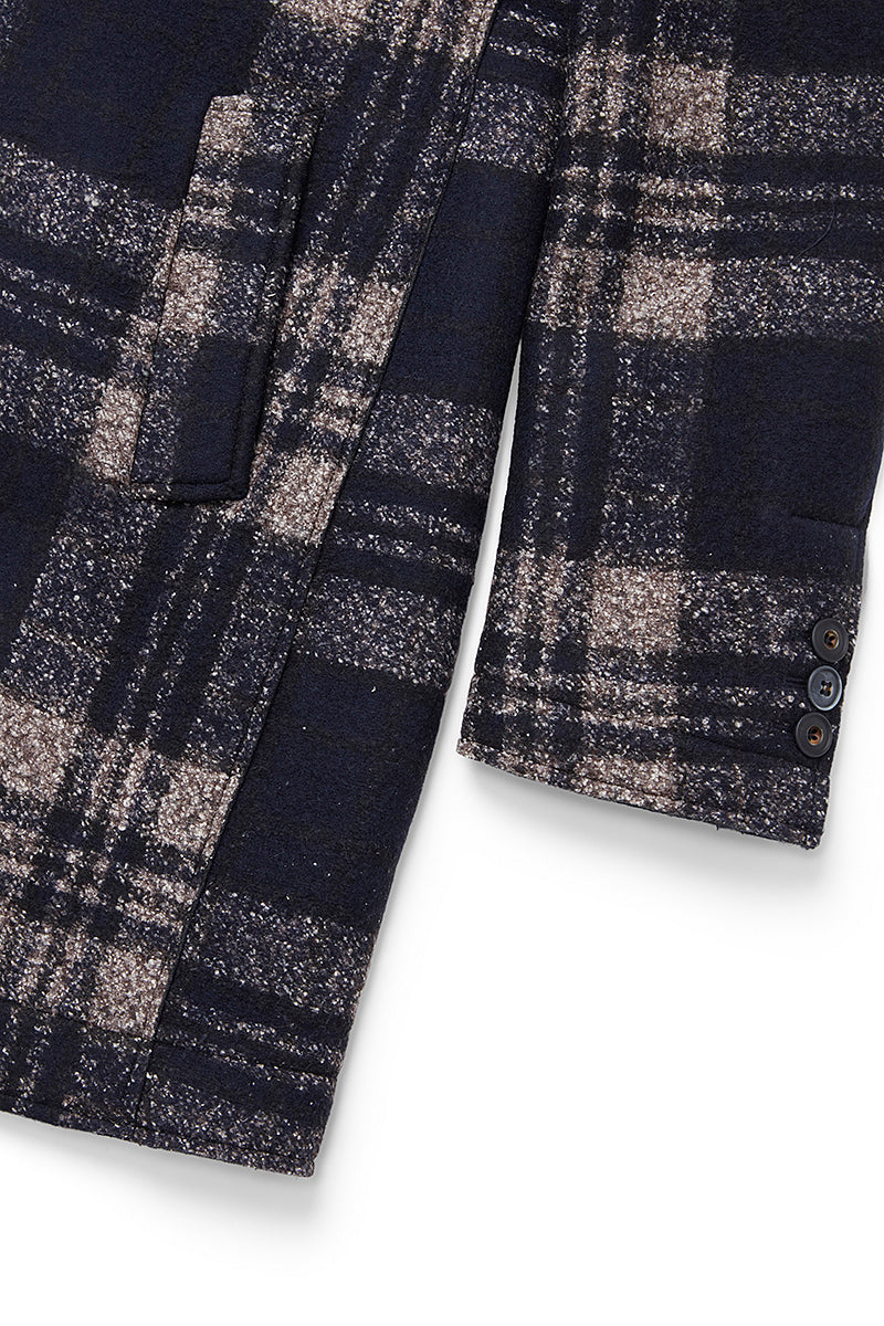 ANDY179 シルクブレンドチェックパターンチェスターコート / COL：VAR1 ネイビー系