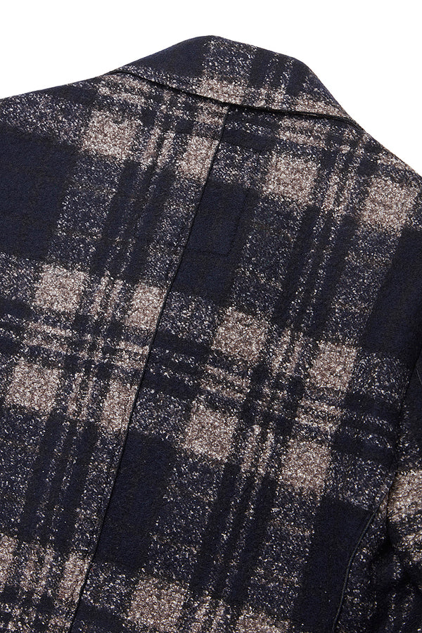 ANDY179 シルクブレンドチェックパターンチェスターコート / COL：VAR1 ネイビー系