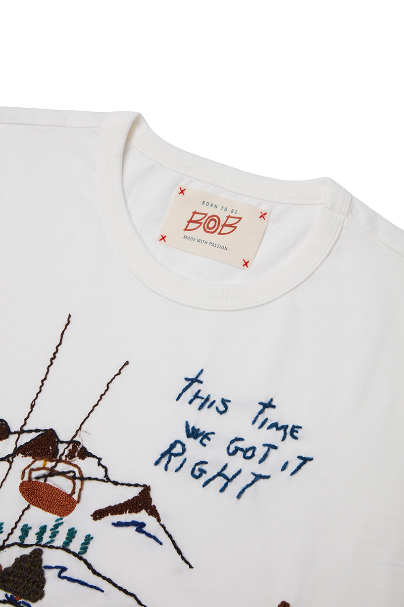 BOB ハンド刺繍Tシャツ (JOY) / ホワイト