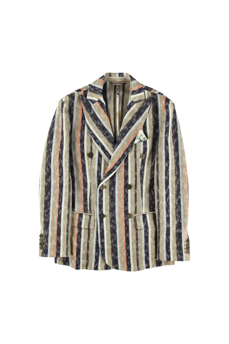 【24SS ARCHIVE ITEM】Striped double-breasted jacket / Col：VAR4 オレンジライン