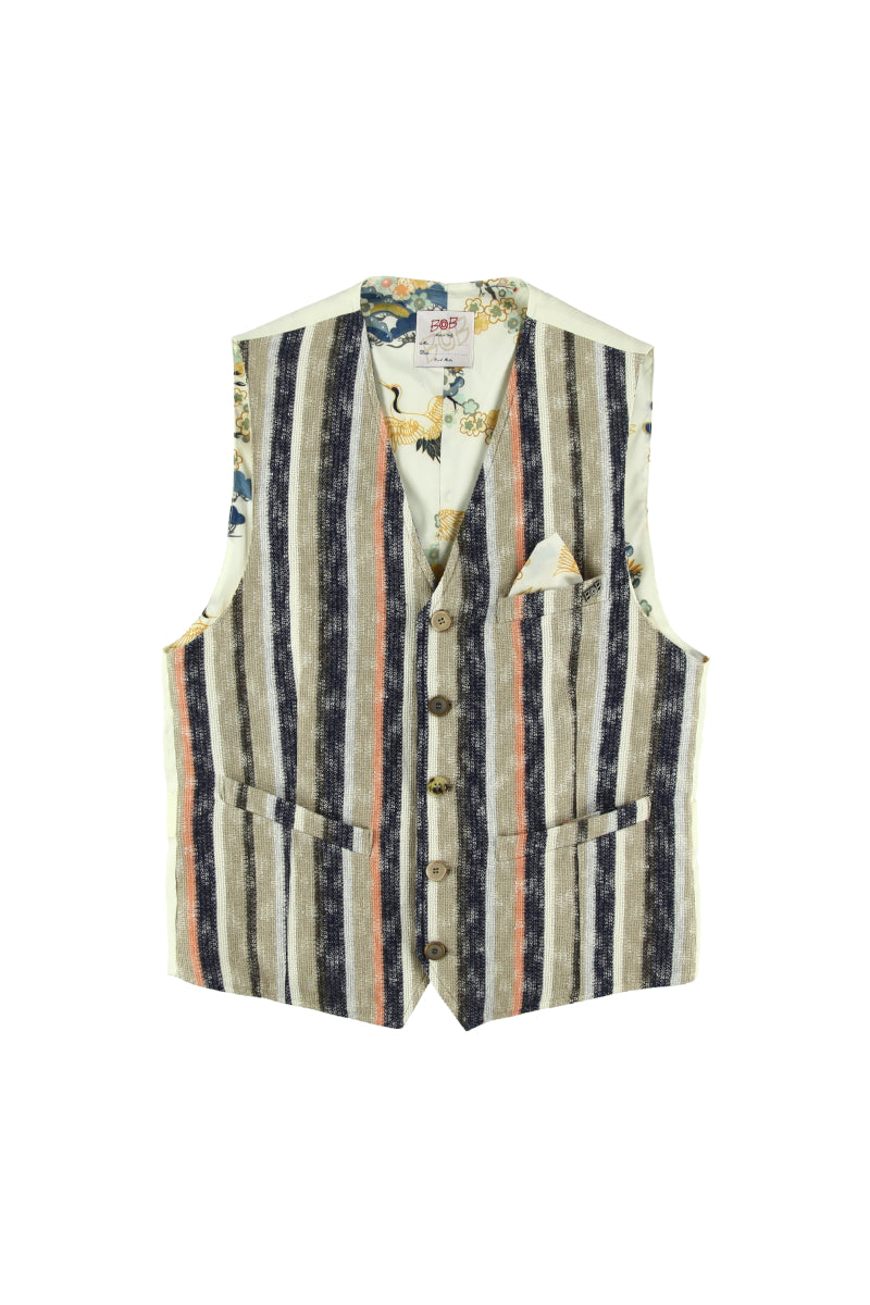 【24SS ARCHIVE ITEM】Gauze Weave Gilet / COL：VAR4 オレンジライン