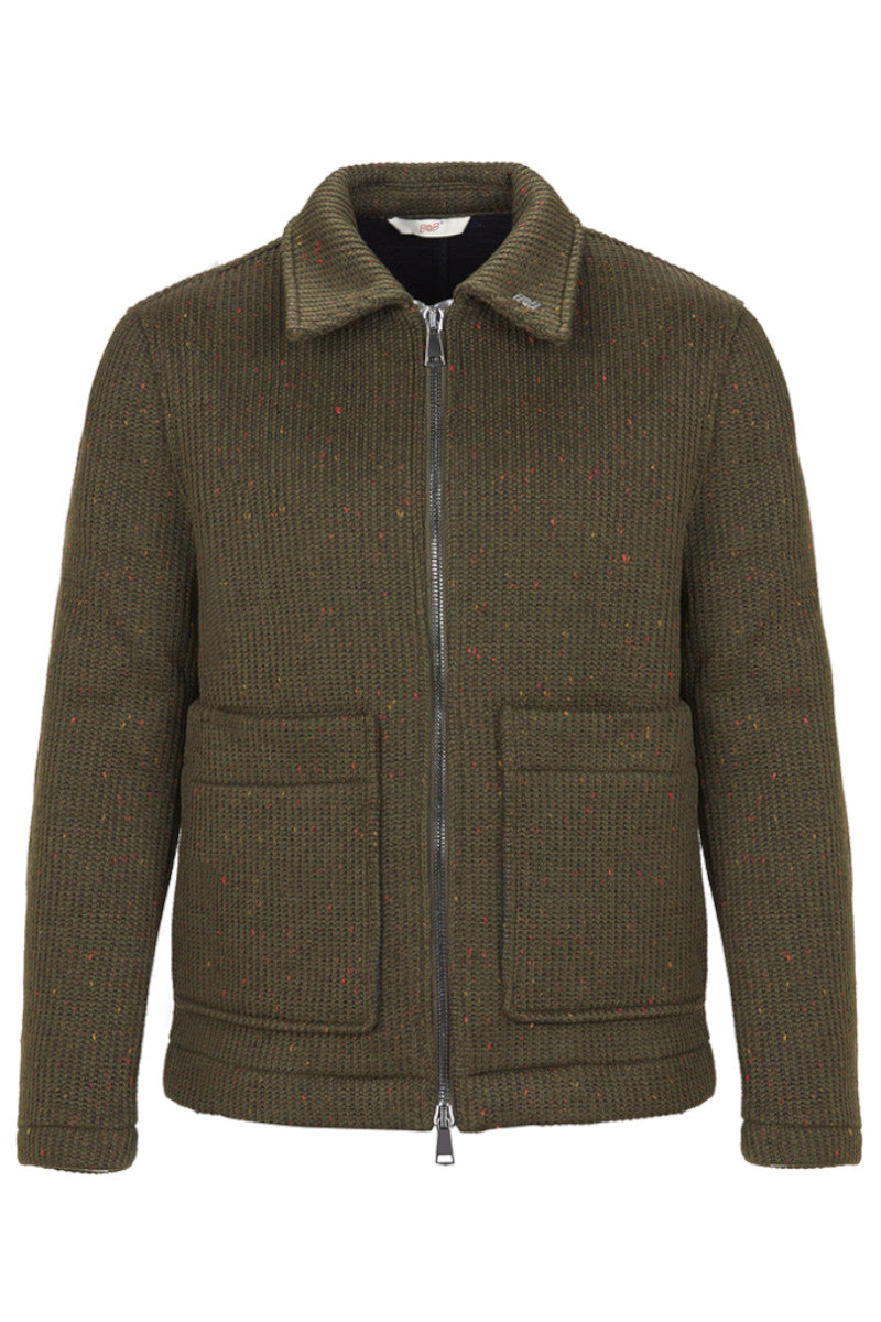 JASON132 テクスチャードジップジャケット / Col：MILITARE カーキ系