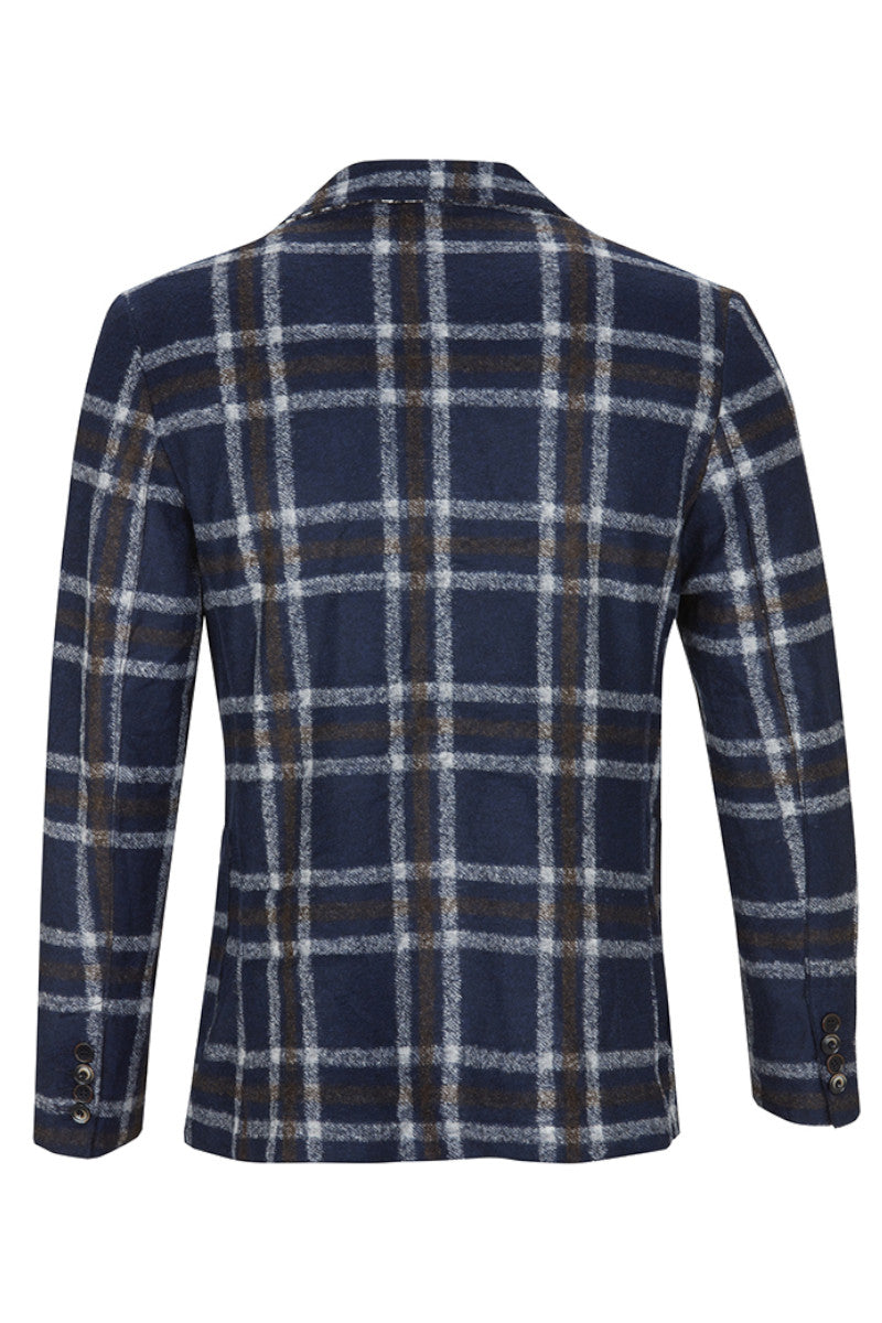 DYLAN165 ライトウール チェックパターンジャケット / Col：VAR2 ネイビー系