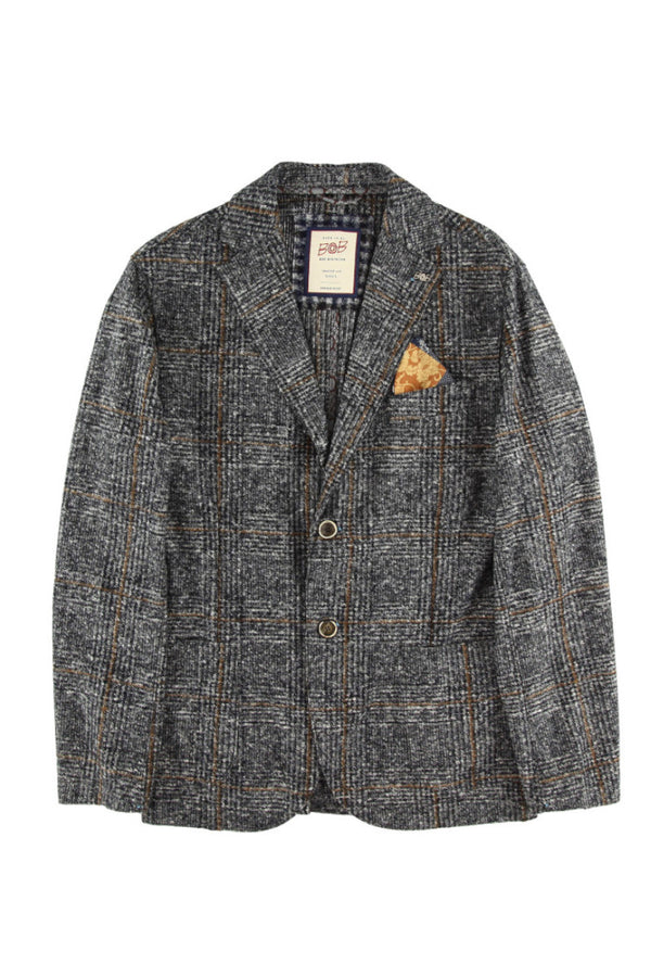 ポケッタブルチェックパターンウールジャケット / Col：VAR1 グレー系