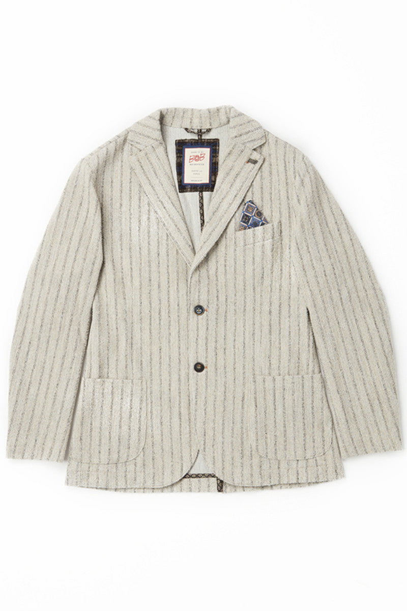 ピンストライプテクスチャードジャケット / Col：VAR1 ホワイトグレー