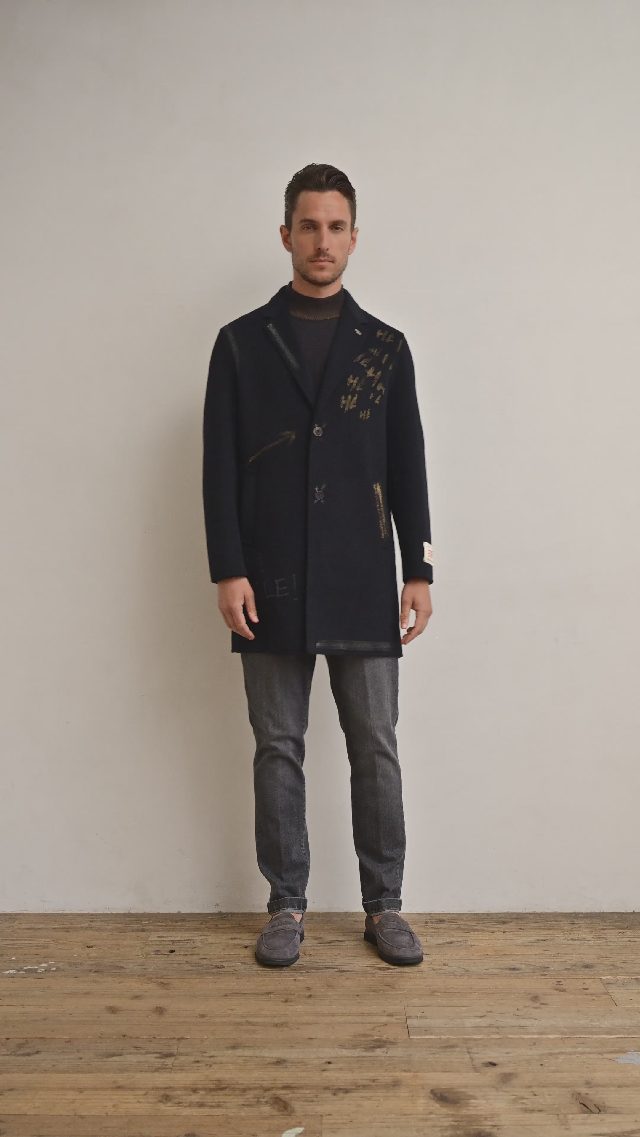 OPEN ハンドペイントデザインチェスターコート / COL：NOTTE