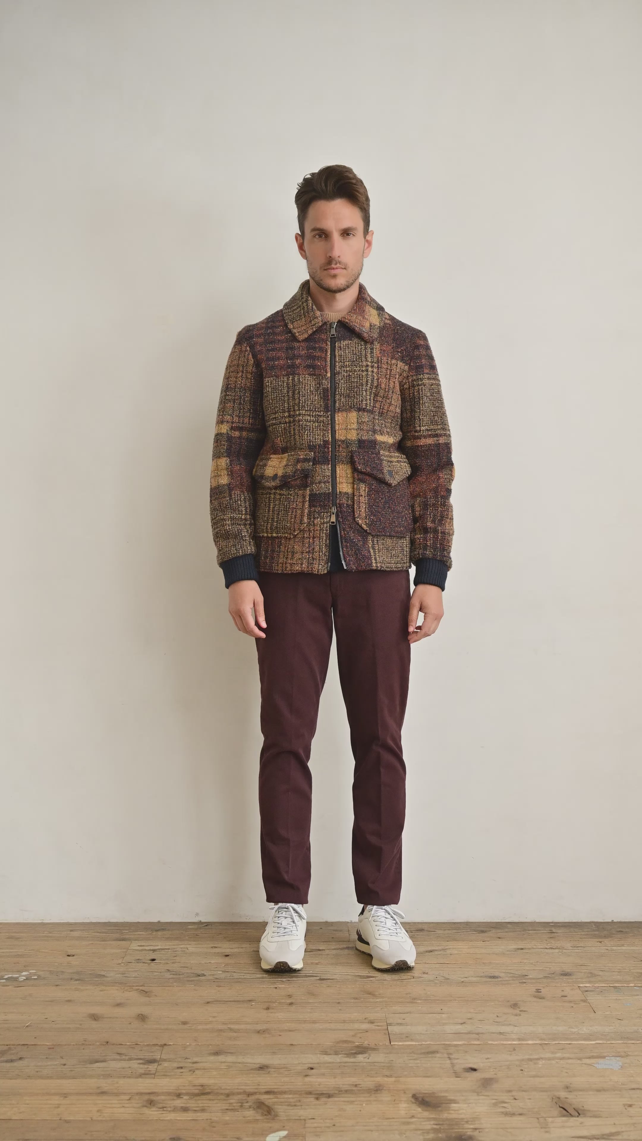 PIER147 チェックパターンボアジャケット / Col：VAR1 マルチカラー